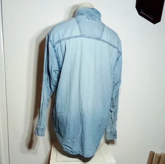 Ultra Club Men's Blue Jean Long Sleeve Button Down Shirt Sz Lg - Picture 7 of 12